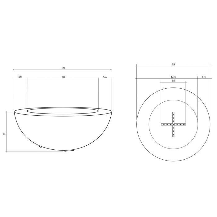 Prism Hardscapes Moderno 6 39-Inch Concrete Round Outdoor Fire Pit Bowl