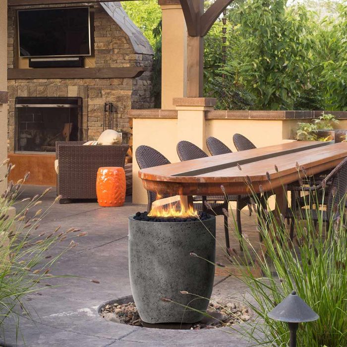 Prism Hardscapes Pentola 2 24-Inch Concrete Round Outdoor Fire Pit Pedestal