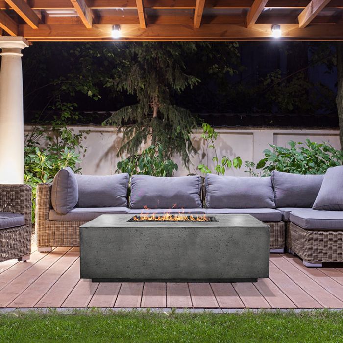 Prism Hardscapes Porto 58-Inch Concrete Propane Gas Rectangular Outdoor Fire Pit Table