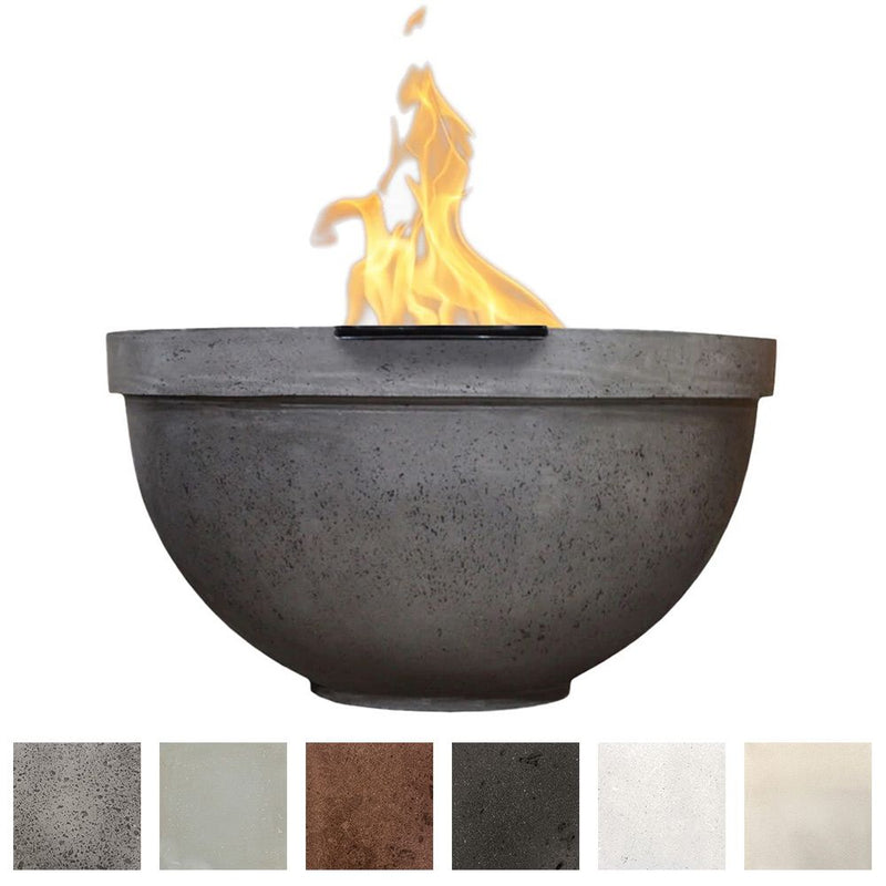 Prism Hardscapes Sorrento 33-Inch Concrete Round Outdoor Fire Pit Bowl - Match Lit