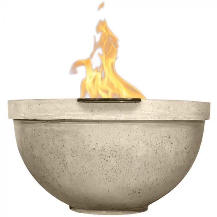 Prism Hardscapes Sorrento 33-Inch Concrete Round Outdoor Fire Pit Bowl - Match Lit