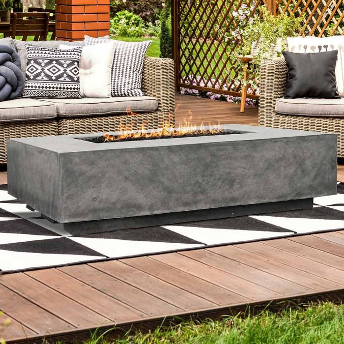 Prism Hardscapes Tavola 1 56-Inch Concrete Rectangular Outdoor Fire Pit Table