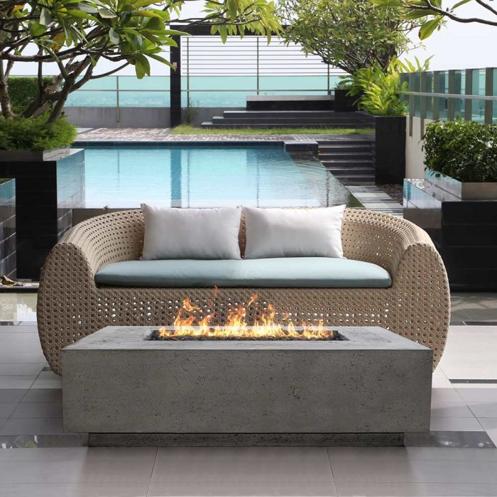 Prism Hardscapes Tavola 1 56-Inch Concrete Rectangular Outdoor Fire Pit Table