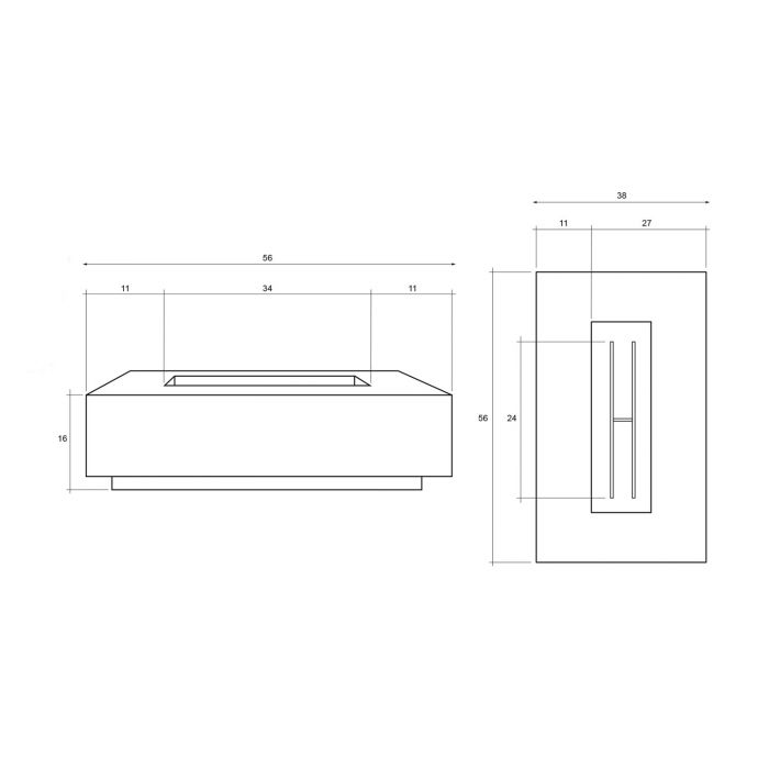 Prism Hardscapes Tavola 1 56-Inch Concrete Rectangular Outdoor Fire Pit Table