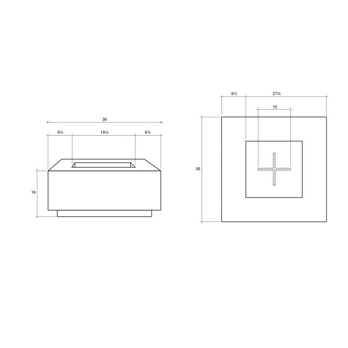 Prism Hardscapes Tavola 2 36-Inch Concrete Square Outdoor Fire Pit Table