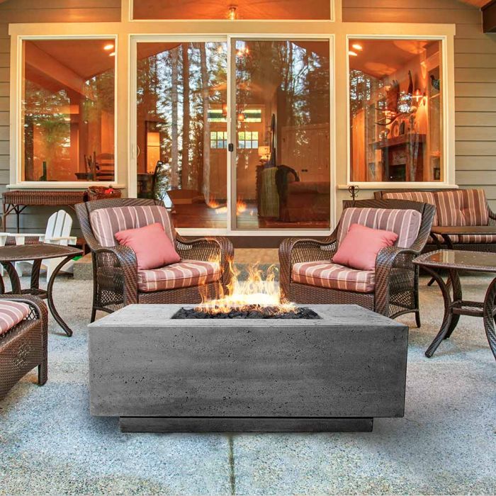 Prism Hardscapes Tavola 3 48-Inch Concrete Square Outdoor Fire Pit Table