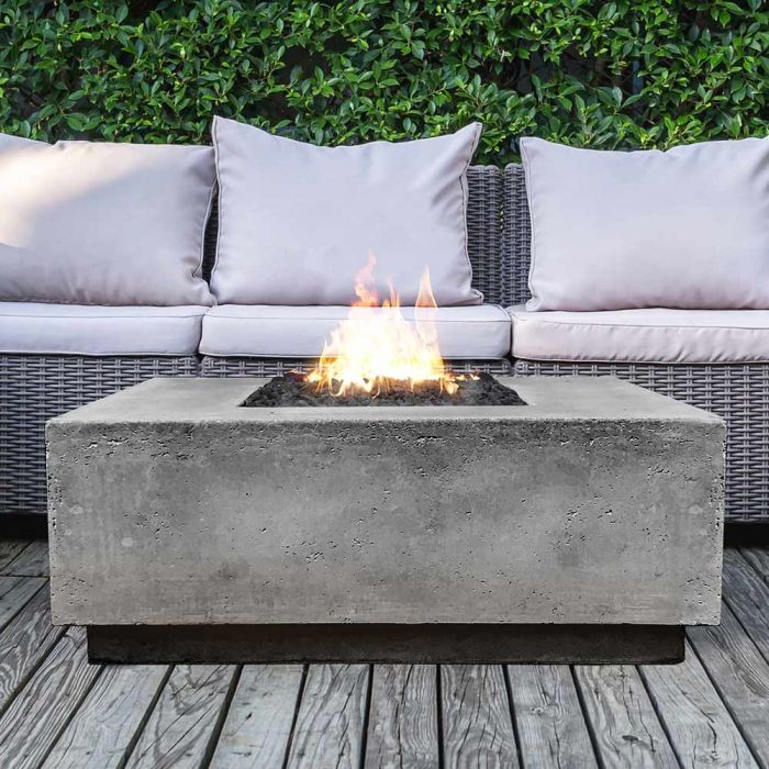 Prism Hardscapes Tavola 3 48-Inch Concrete Square Outdoor Fire Pit Table