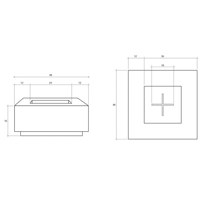 Prism Hardscapes Tavola 3 48-Inch Concrete Square Outdoor Fire Pit Table