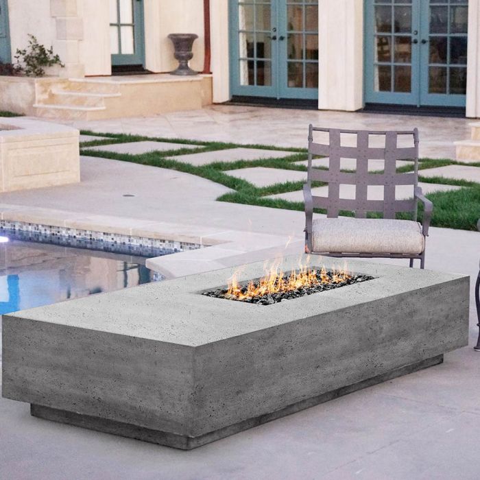 Prism Hardscapes Tavola 5 80-Inch Concrete Rectangular Outdoor Fire Pit Table