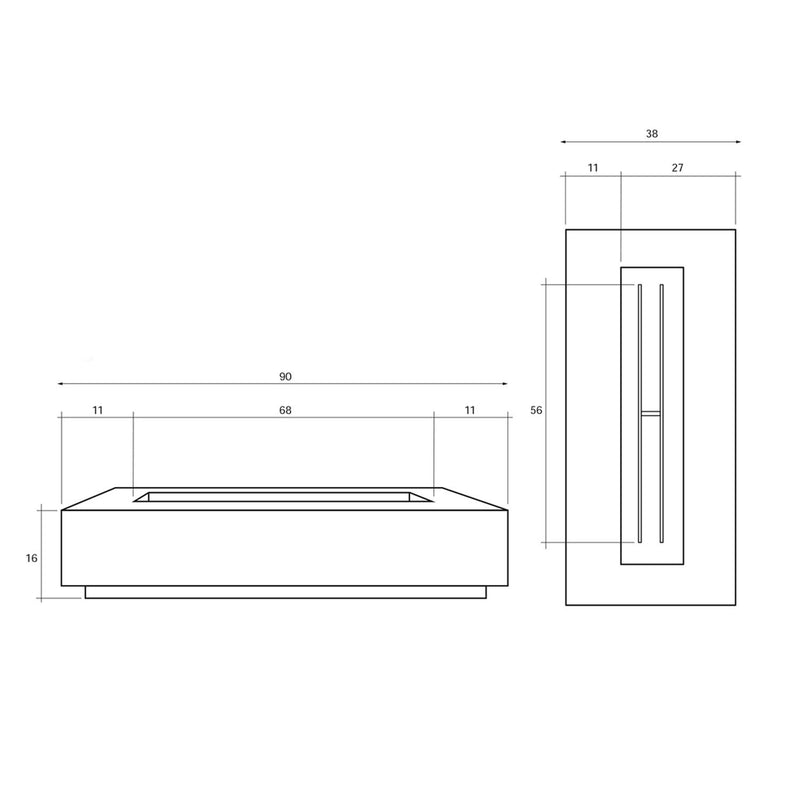 Prism Hardscapes Tavola 6 90-Inch Concrete 90,000 Rectangular Outdoor Fire Pit Table