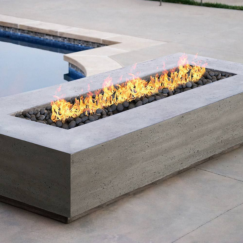 Prism Hardscapes Tavola 6 90-Inch Concrete 90,000 Rectangular Outdoor Fire Pit Table