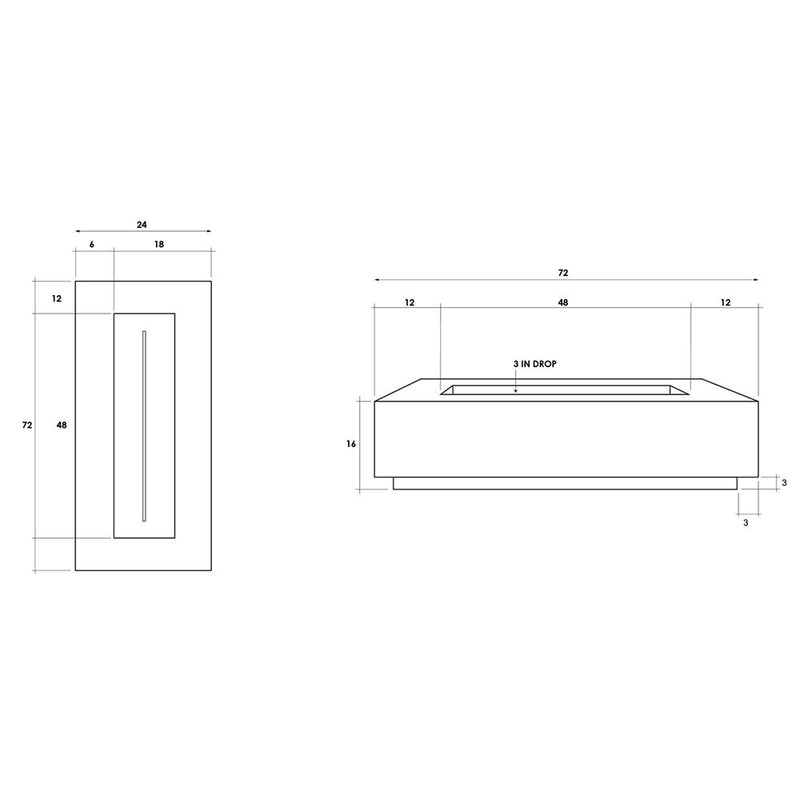 Prism Hardscapes Tavola 72-Inch Concrete Rectangular Outdoor Fire Pit Table