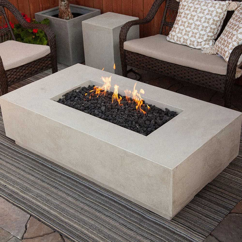 Prism Hardscapes Tavola 8 60-Inch Concrete Rectangular Outdoor Fire Pit Table