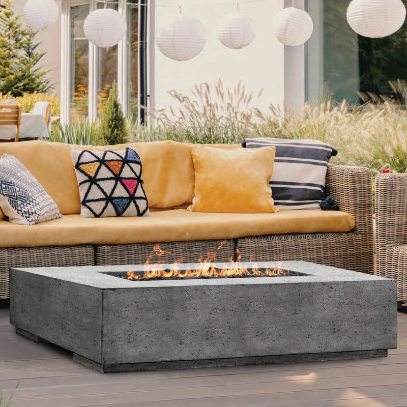 Prism Hardscapes Tavola 8 60-Inch Concrete Rectangular Outdoor Fire Pit Table