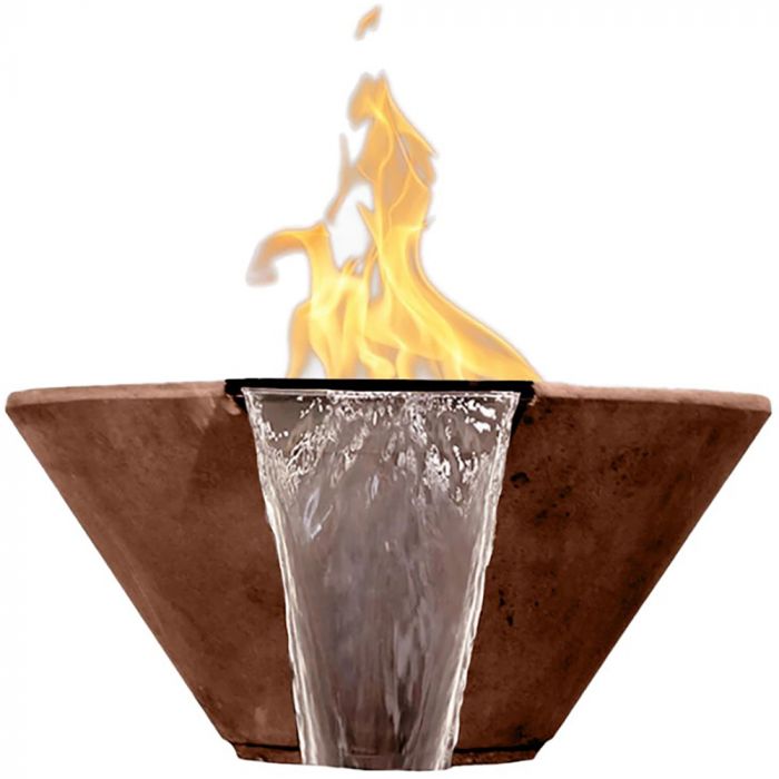 Prism Hardscapes Verona 32-Inch Concrete Outdoor Fire Pit & Water Bowl - Electronic Igniter