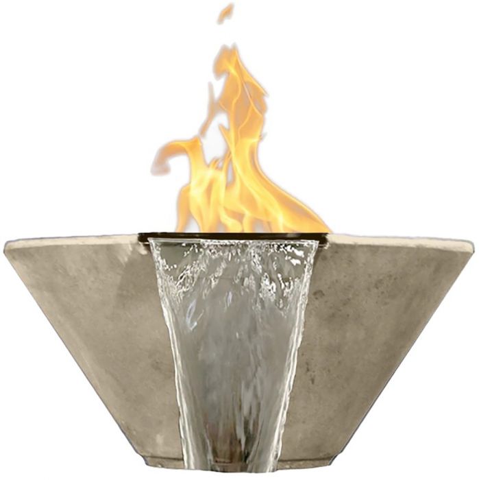 Prism Hardscapes Verona 32-Inch Concrete Outdoor Fire Pit & Water Bowl - Electronic Igniter