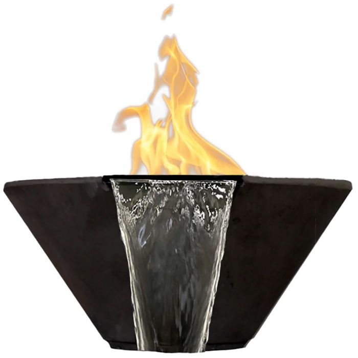 Prism Hardscapes Verona 32-Inch Concrete Outdoor Fire Pit & Water Bowl - Electronic Igniter