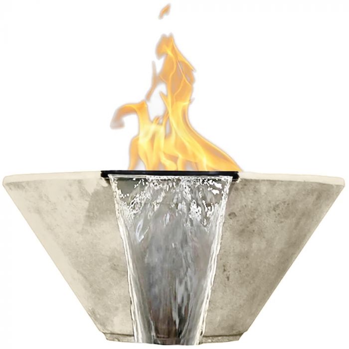 Prism Hardscapes Verona 32-Inch Concrete Outdoor Fire Pit & Water Bowl - Electronic Igniter