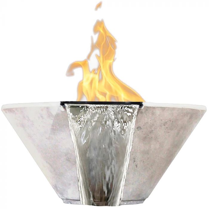 Prism Hardscapes Verona 32-Inch Concrete Outdoor Fire Pit & Water Bowl - Electronic Igniter