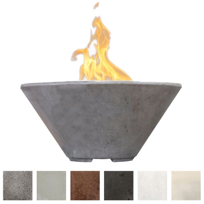 Prism Hardscapes Verona 32.5-Inch Concrete Round Outdoor Fire Pit Bowl - Electronic Igniter