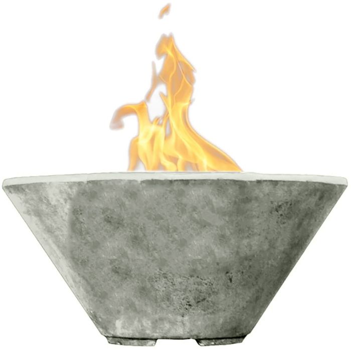 Prism Hardscapes Verona 32.5-Inch Concrete Round Outdoor Fire Pit Bowl - Electronic Igniter