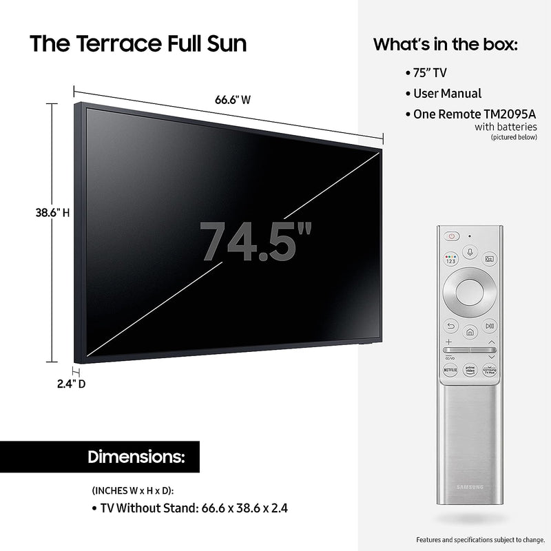 Samsung 75" Class The Terrace Full Sun Outdoor QLED 4K Smart TV (2021) | QN75LST9TAF