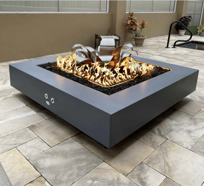 The Outdoor Plus 36" Square Cabo Outdoor Fire Pit - Corten Steel - Match Lit - Natural Gas | OPT-CBSQ36CS-NG