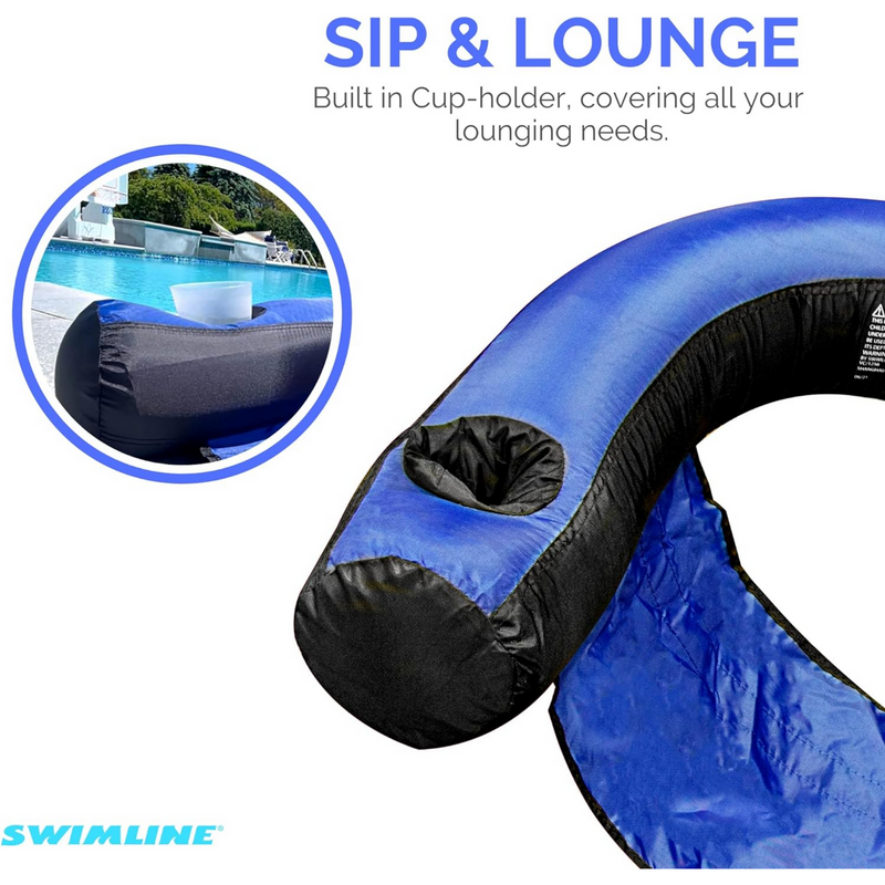 Swimline Inflatable Nylon Fabric Covered Swimming Pool Float U-Seat | SW90465