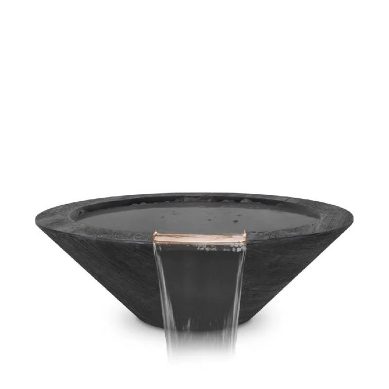 The Outdoor Plus 24" Round Cazo Water Bowl - Wood Grain GFRC Concrete - Ebony -  | OPT-24RWGWO-EBN