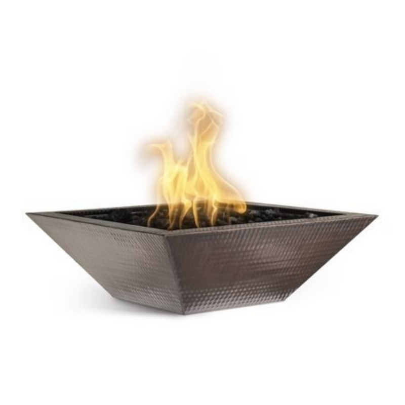 The Outdoor Plus 24" Square Maya Outdoor Fire Bowl - Copper - Match Lit - Natural Gas | OPT-103-SQ24-NG