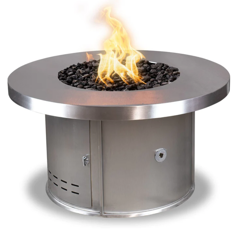 The Outdoor Plus 36" Round Mabel Outdoor Fire Table - Stainless Steel - Match Lit - Natural Gas | OPT-MABSS36-NG