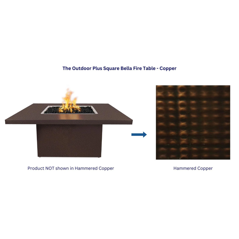 The Outdoor Plus 36" Square Bella Outdoor Fire Table - Copper - Match Lit - Natural Gas | OPT-BELCPR36-NG