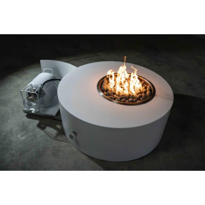 The Outdoor Plus 42" Round Isla Outdoor Fire Pit - Stainless Steel - Match Lit - Natural Gas | OPT-IFPSS42-NG