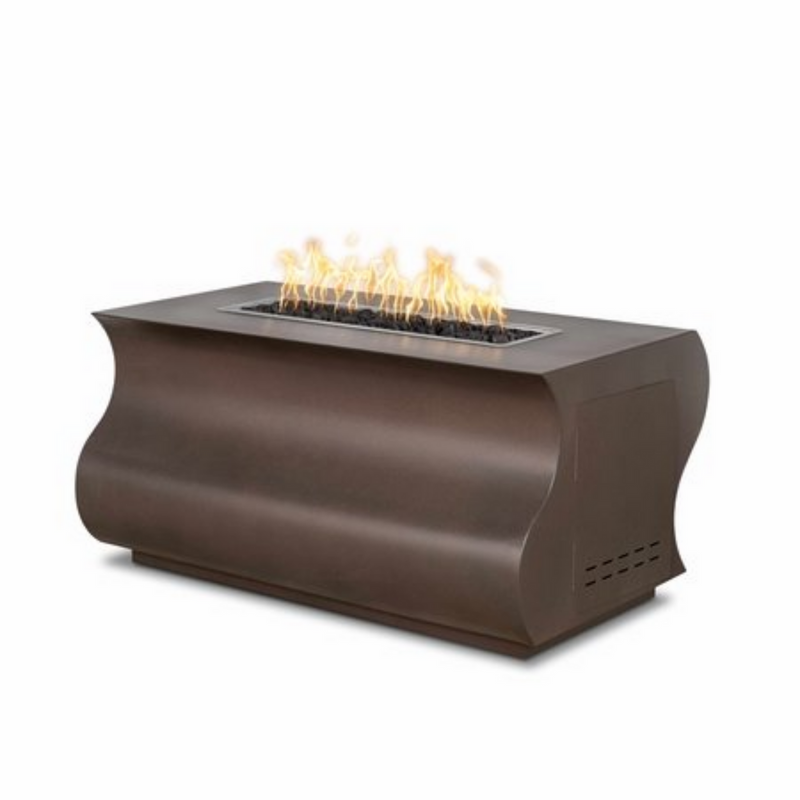 The Outdoor Plus 48" Rectangular Tidal Outdoor Fire Pit - Copper - Match Lit - Natural Gas | OPT-TIDCPR48-NG