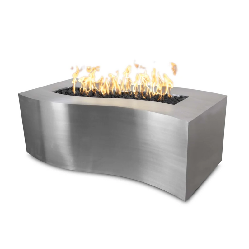 The Outdoor Plus 60" Rectangular Billow Outdoor Fire Pit - Stainless Steel - Match Lit - Natural Gas | OPT-BLWSS60-NG