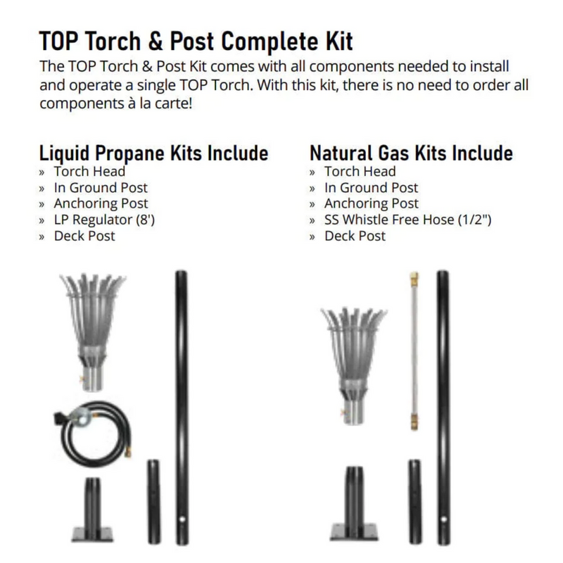 The Outdoor Plus, Tropical Original TOP Torch & Post Complete - Stainless Steel - Liquid Propane | OPT-TPK13LP