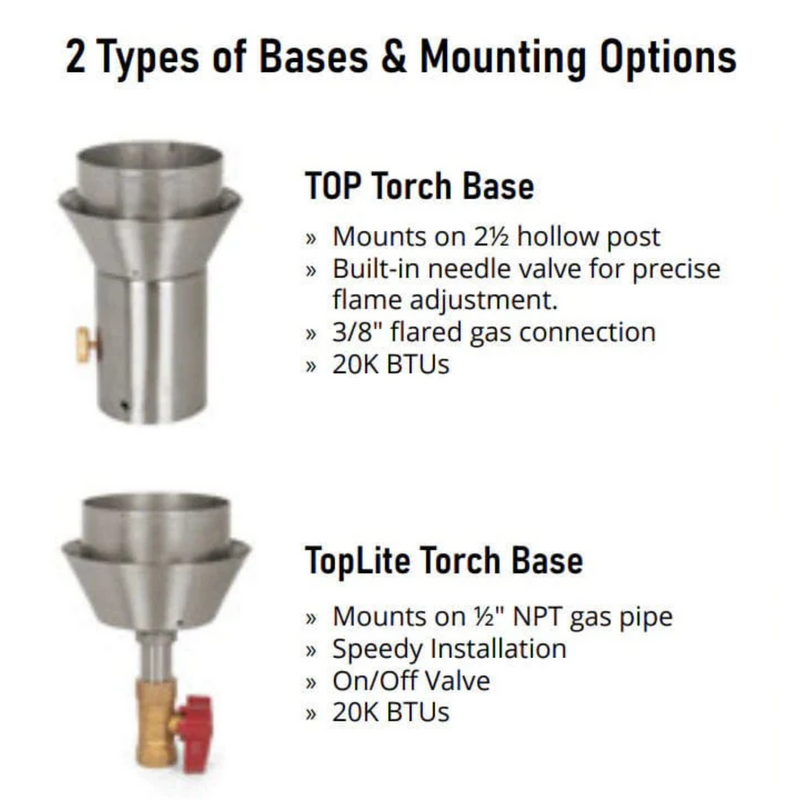 The Outdoor Plus, Tropical Original TOP Torch & Post Complete - Stainless Steel - Liquid Propane | OPT-TPK13LP