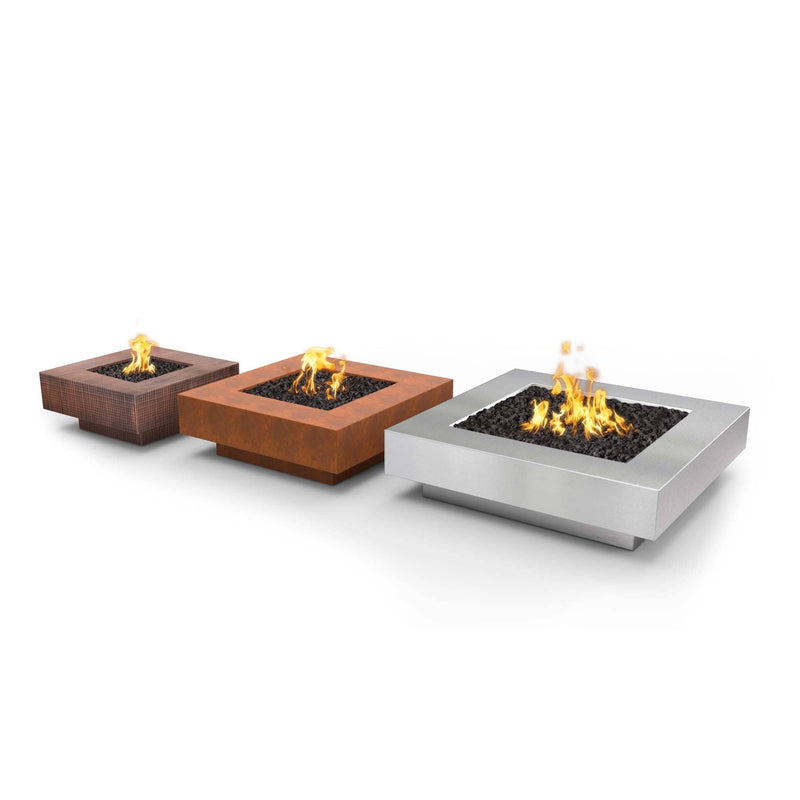 The Outdoor Plus 36" Square Cabo Outdoor Fire Pit - Corten Steel - Match Lit - Natural Gas | OPT-CBSQ36CS-NG